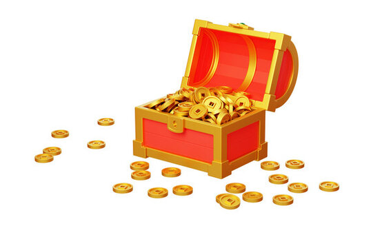 喜慶過年寶箱發(fā)財新年金幣3D