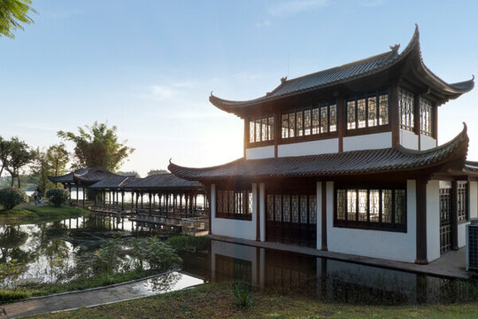 重慶大足龍水湖公園古建筑閣樓