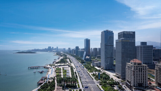 航拍青島西海岸街景