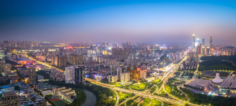 航拍南寧城市夜景