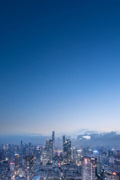 航拍廣州摩天大樓夜景