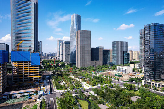 航拍寧波金融區(qū)街景