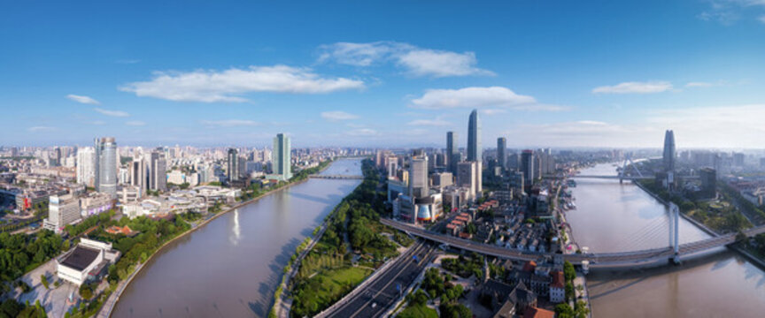 航拍寧波老城全景