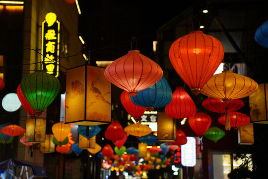 合肥罍街步行街燈會夜景