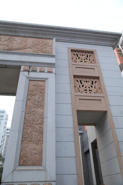高樓大廈墻面裝飾城市風景攝影