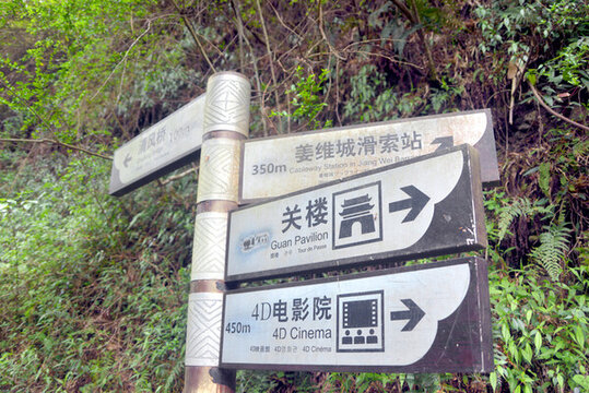四川劍門關(guān)風(fēng)景區(qū)指示路牌