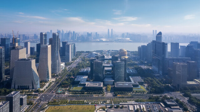 航拍杭州城市景觀