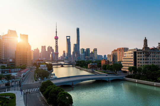 航拍上海外灘