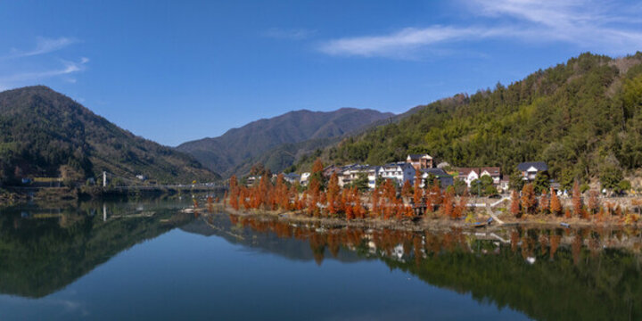 杭州臨安於潛柳溪江青山殿漁村