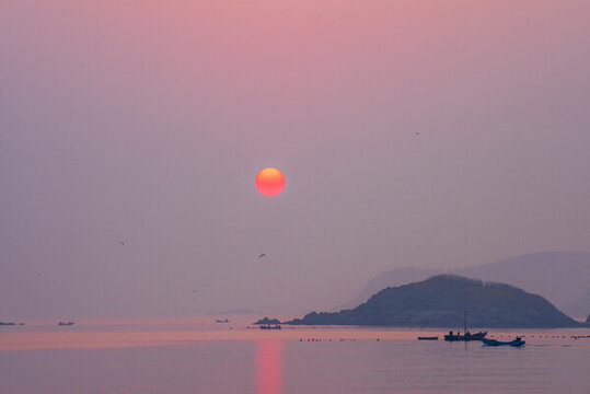 威海半月灣日出美景