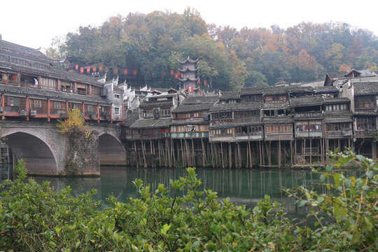 湘西鳳凰古城古鎮(zhèn)吊腳樓