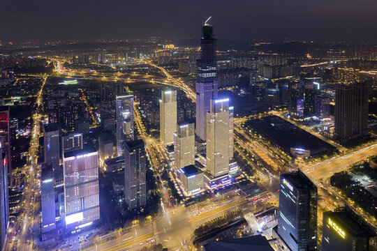 南京金融城航拍夜景