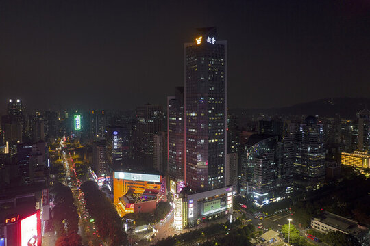 廣州維多利廣場城市風(fēng)光航拍夜景