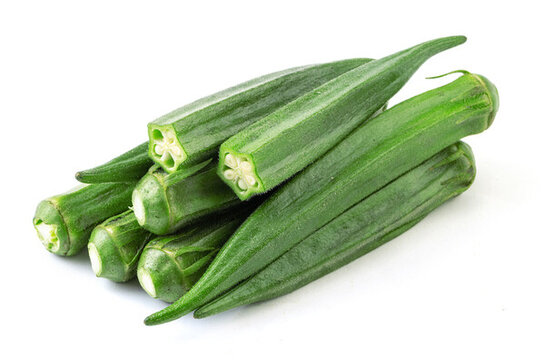 綠色蔬菜秋葵特寫白底圖