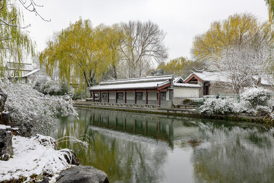 濟(jì)南的冬天大明湖雪景