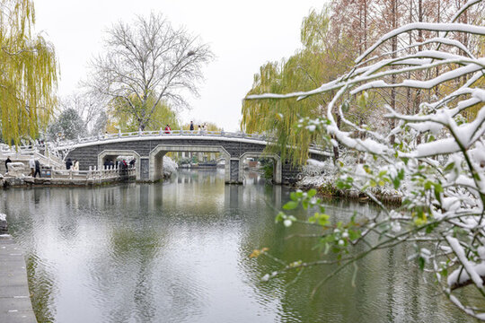濟(jì)南的冬天大明湖雪景