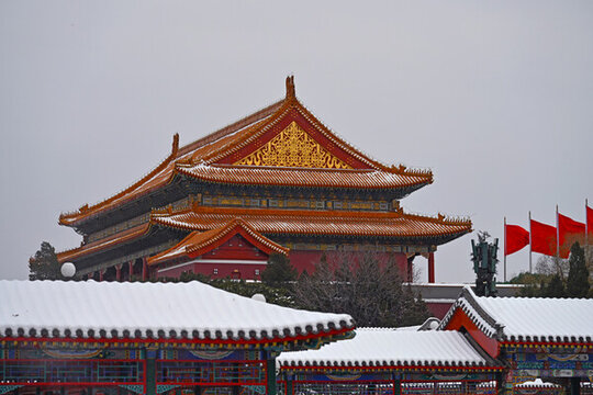 天安門雪景