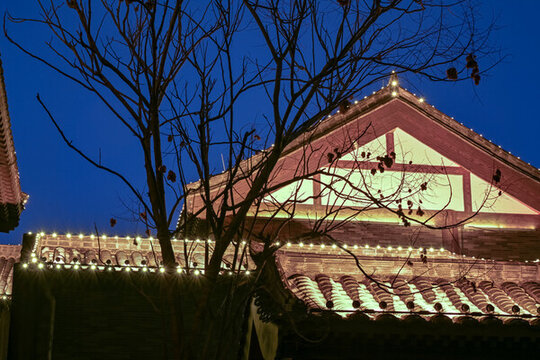 中國(guó)開(kāi)封七盛角古建筑夜景