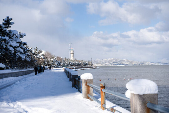 威海燈塔雪景