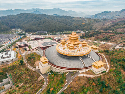 寧波奉化彌勒圣壇航拍橫向
