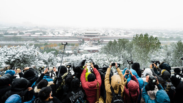 北京古建雪景故宮冬季雪景
