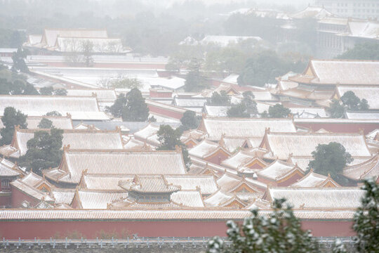 北京古建雪景故宮冬季雪景