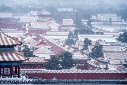 北京古建雪景故宮冬季雪景