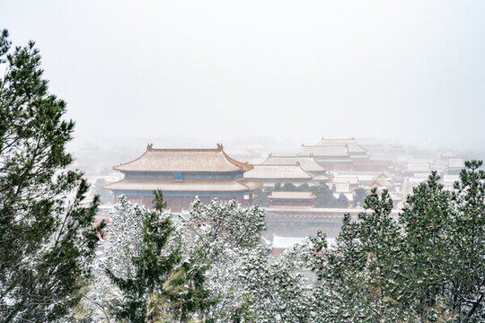 北京古建雪景故宮冬季雪景