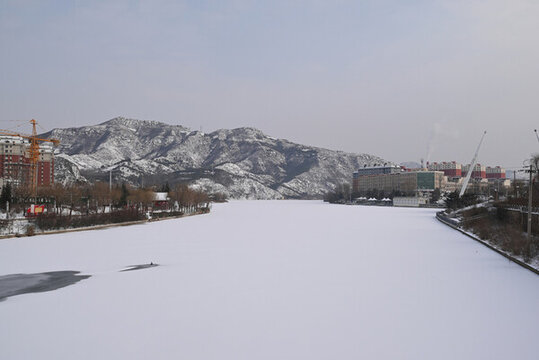張家口赤城縣白河灣公園冬季雪景