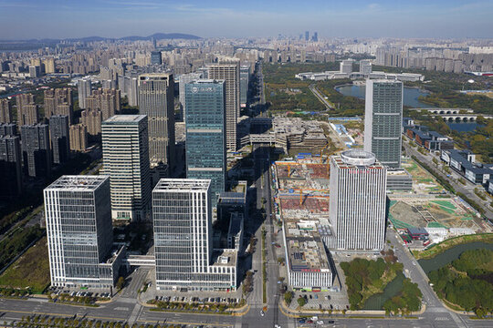 無(wú)錫太湖新城航拍城市建筑風(fēng)光