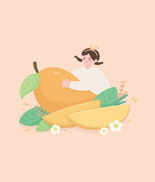 芒果水果插画