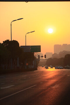 合肥夕陽(yáng)街景