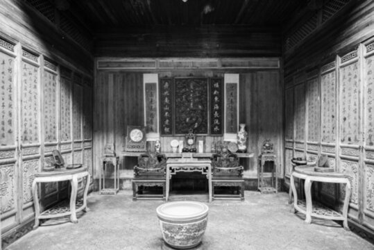 古代廳堂陳列老照片