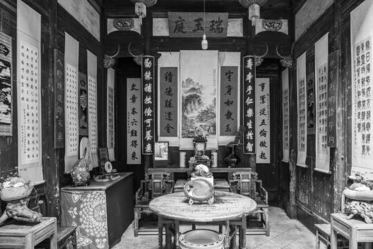 古代廳堂陳列老照片