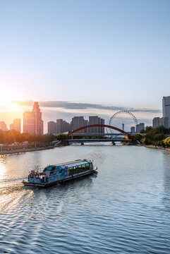天津海河地標(biāo)天津眼都市風(fēng)景