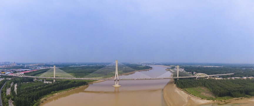 山東濟南建邦黃河大橋航拍全景