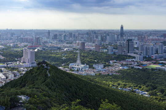 山東濟(jì)南千佛山城市航拍
