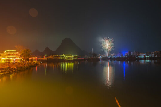 廣西鐘山十里畫廊夜景大圖
