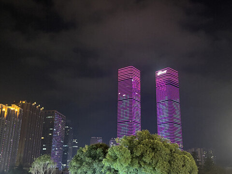 貴州貴陽城市雙子塔夜景