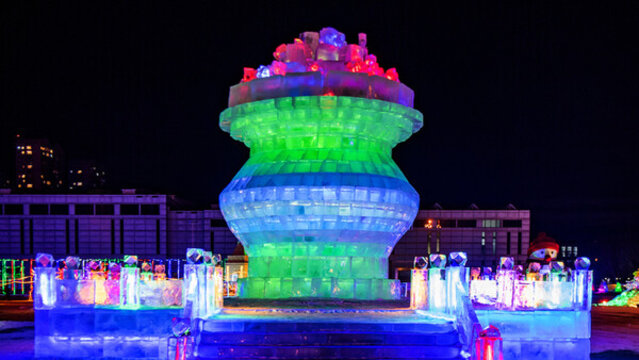 冰雕雪景夜景