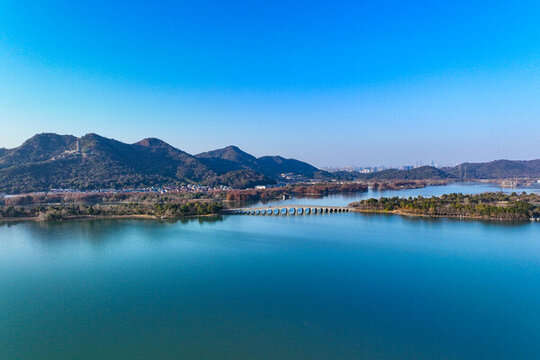 航拍下的蕭山湘湖景區(qū)風光