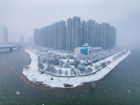 長沙關帝廣場的雪景