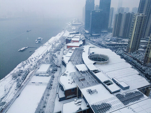 長(zhǎng)沙漁人碼頭的雪景