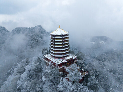 成都青城山雪景