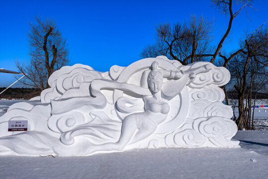 中國長春凈月潭公園雪雕的景觀