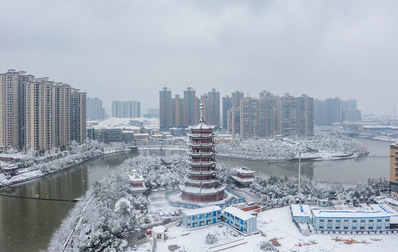 湖南懷化鶴鳴洲雪景