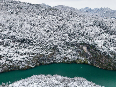 貴州黔東南大峽谷冬季雪景風(fēng)光
