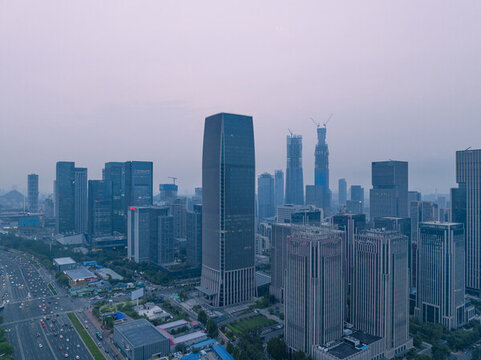 山東濟(jì)南中央商務(wù)區(qū)航拍夜景