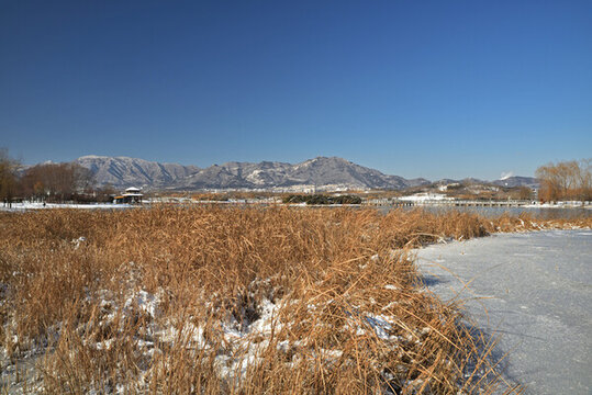 河北省石家莊市龍泉湖公園雪景