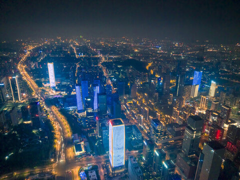 山東濟(jì)南中央商務(wù)區(qū)航拍夜景